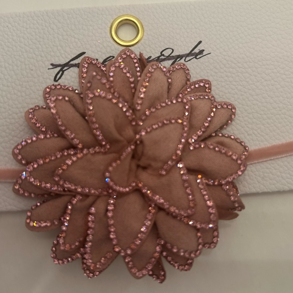 Free People From Dusk Till Dawn Pink Choker Necklace With Flower Embellishment
